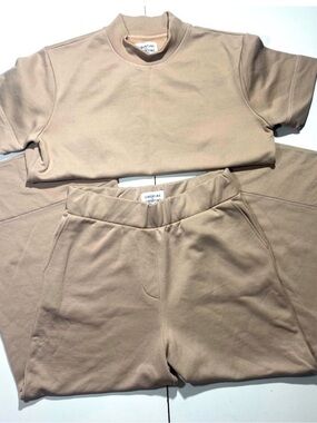 Libertine Libertine Beige Etta & Mingus Top & High Waisted Wide Leg Sweatsuit S